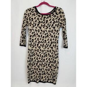 Velvet by Graham & Spencer Leopard Knit Sweater Dress Size S Cashmere Blend